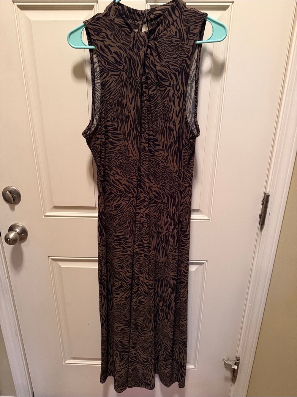 Halogen Brown and Black Animal-Print Sleeveless Maxi Dress